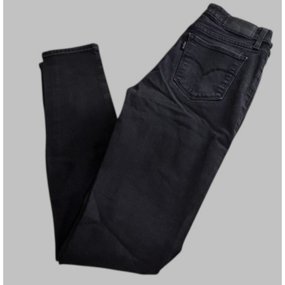 Levi's 711 Skinny Black Distressed Torn Jeans Sz 28 Midrise Stretch 30" Inseam - Picture 7 of 7